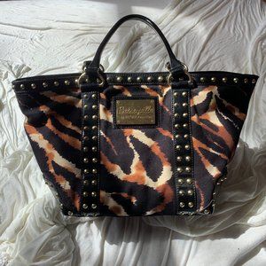 Betseyville Tiger Print Purse Gold Studs